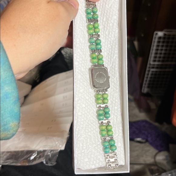 Jean Marc Philippe Silver and Green Watch with Beaded Band. SOME WEAR - Picture 4 of 7